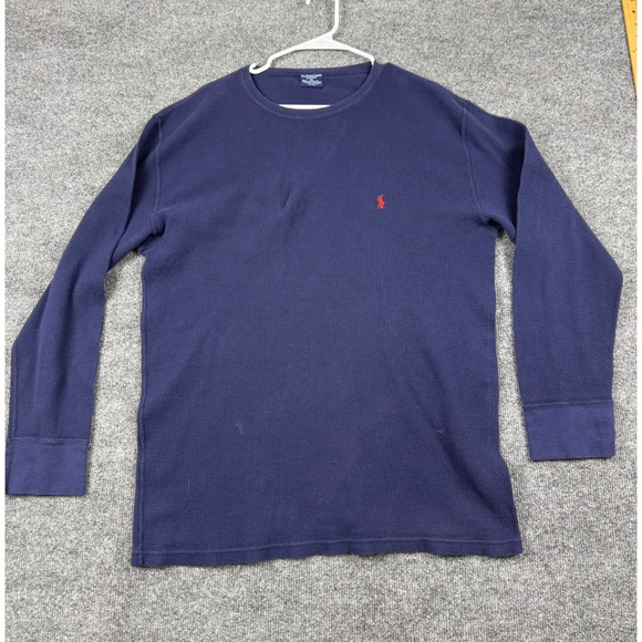 Polo Ralph Lauren Other - Polo Ralph Lauren Sleepwear 2XL Navy Blue Waffle Knit Thermal Shirt Red Pony